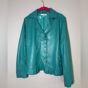 Luxe Turquoise Leather Jacket